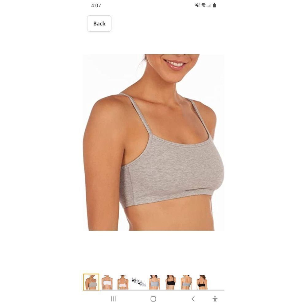 New Size 40 Fruit of the Loom Grey Sports Bra Crop Top Athletic Casual b…